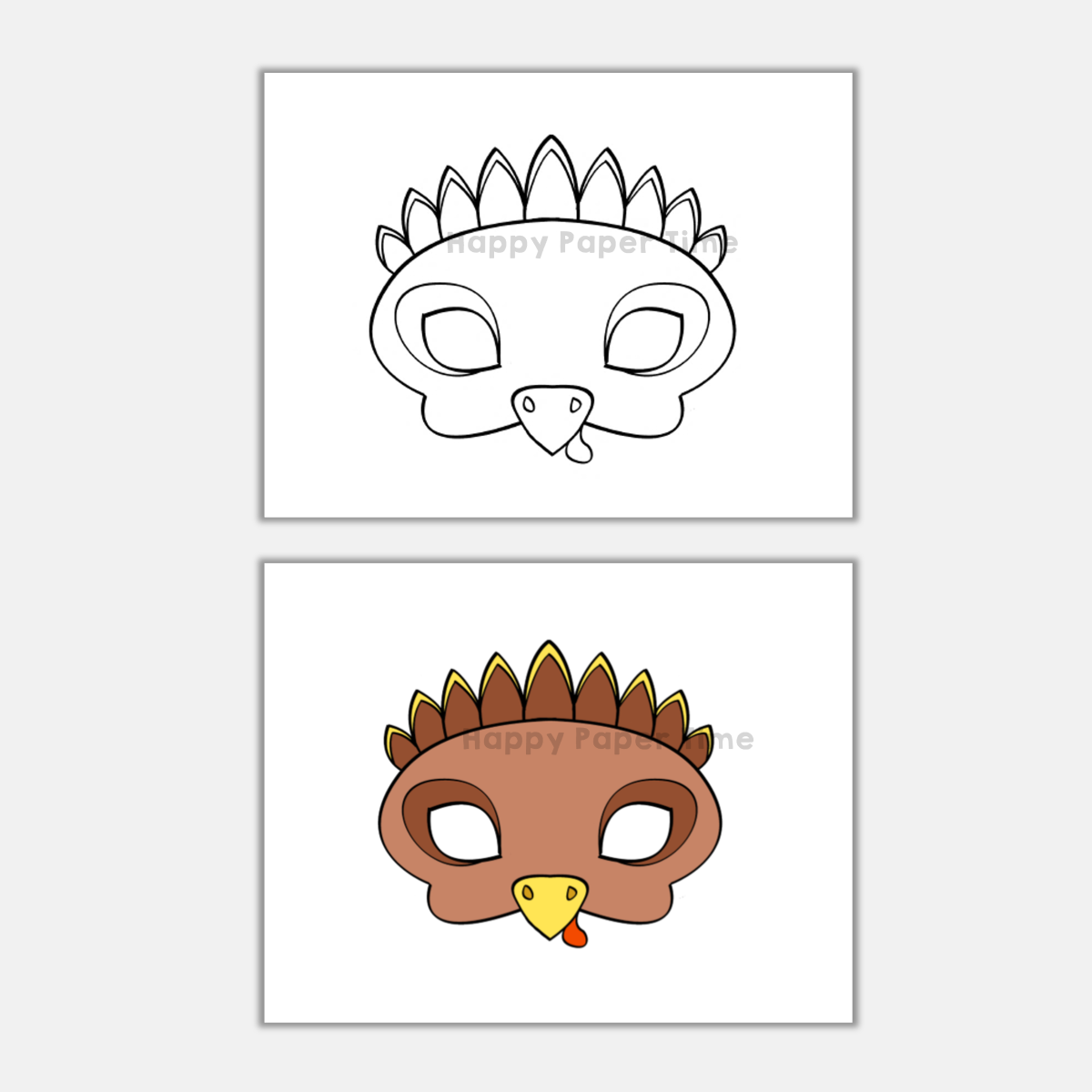 Turkey Paper Masks Printable Thanksgiving Coloring Costume Craft Activity