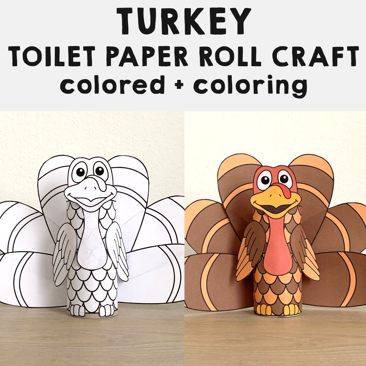Turkey Thanksgiving Toilet Paper Roll Craft Printable Animal Coloring Activity