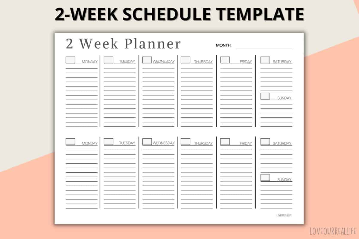 Two Week Calendar
