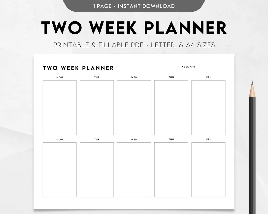 Two Week Planner Printable Weekly Two Week Planner Printable Weekly
