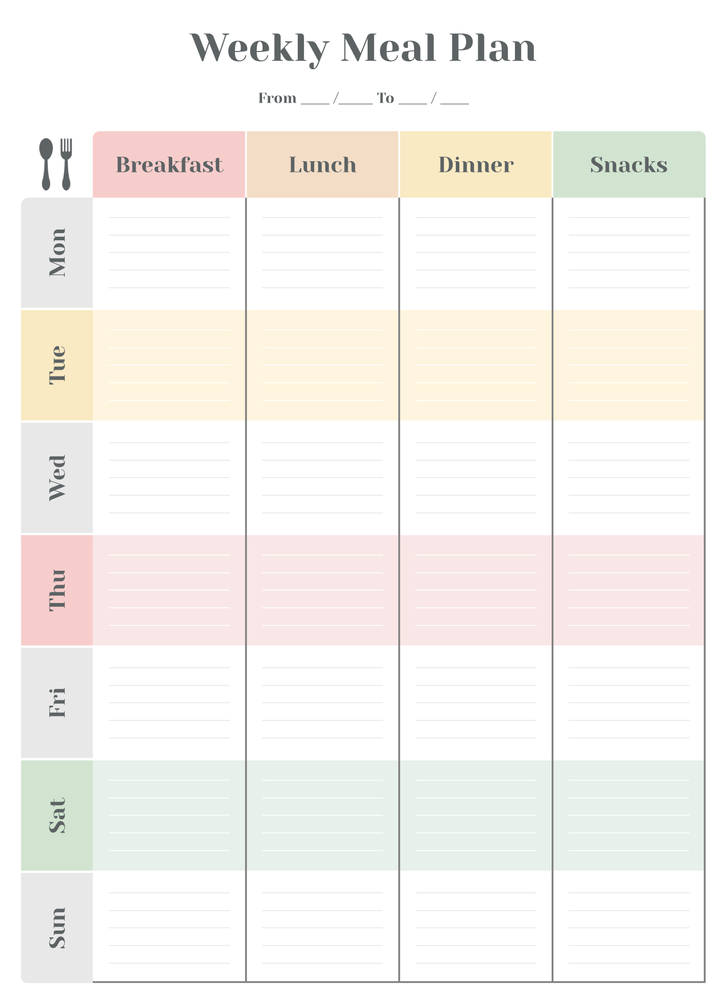 Weekly Menu Free Google Docs Template Weekly Menu Free Google Docs Template