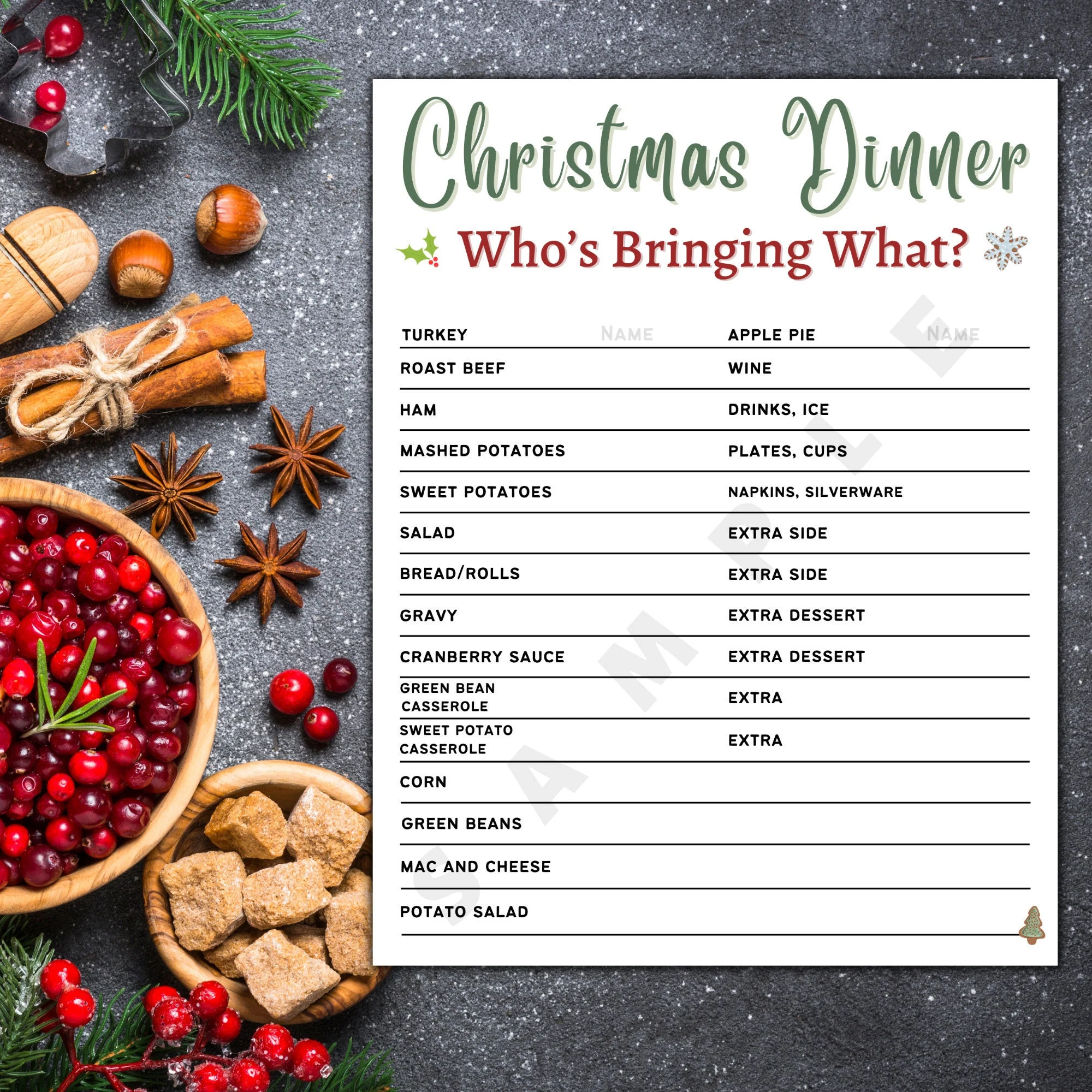 christmas food list template christmas food list template