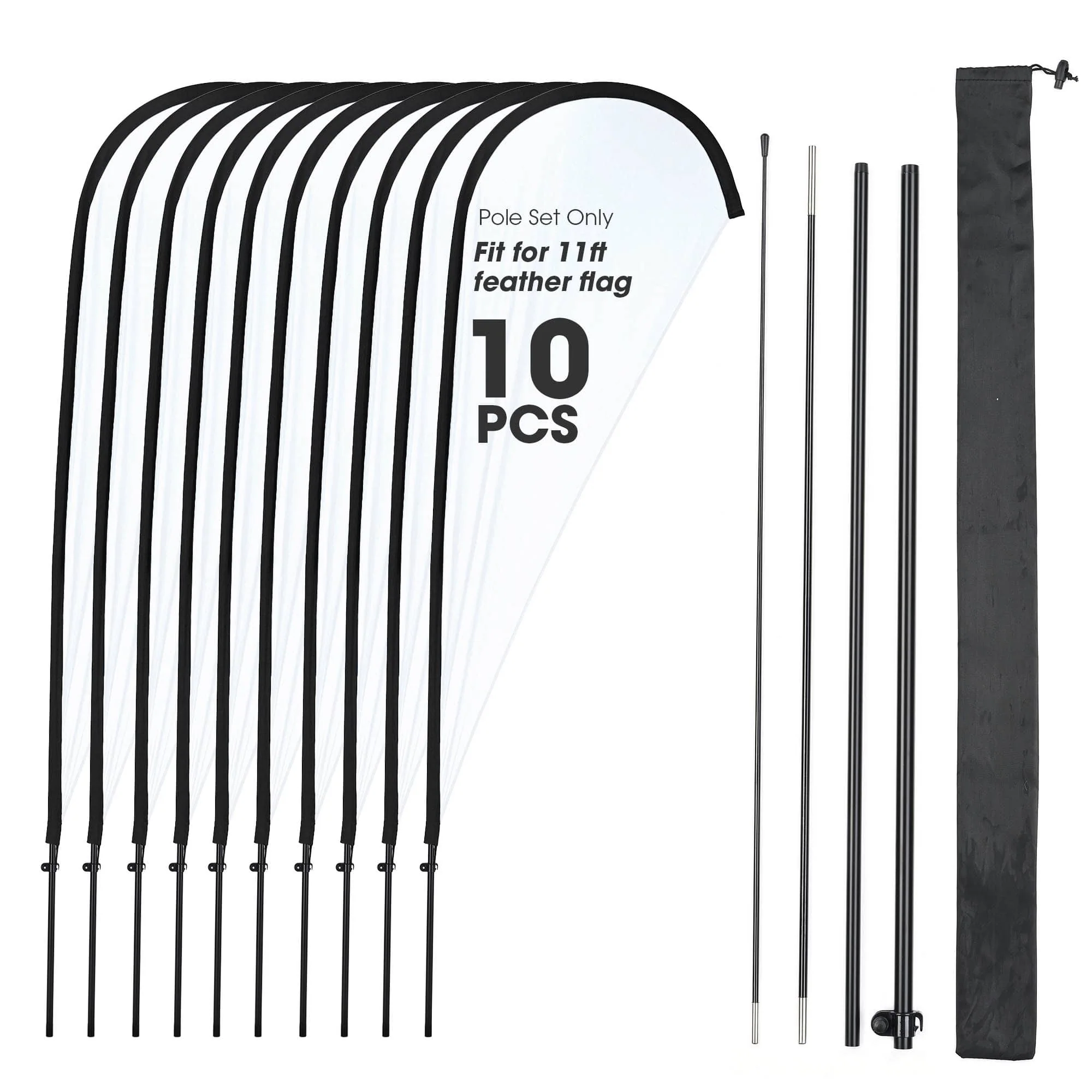 Yescom InstaHibit 10 Pack 11 FT Feather Flag Pole Kit With Cross Base Stand Weight Bag Yescom InstaHibit 10 Pack 11 FT Feather Flag Pole Kit With Cross Base Stand Weight Bag